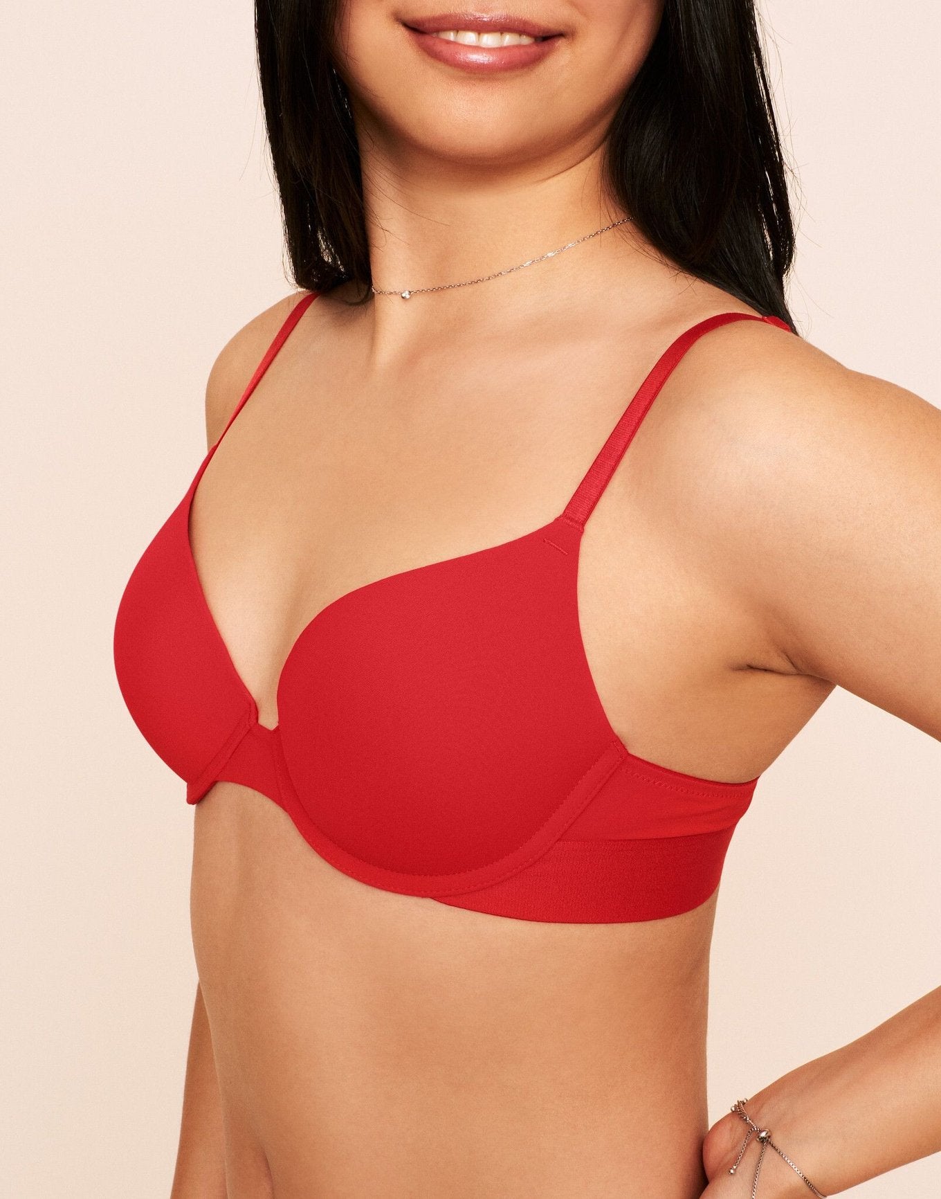 Jordyn Plunge Push Up Bra Push Up Red