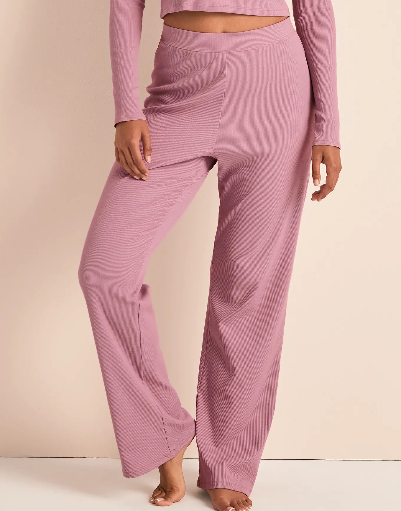 Rib Boyfriend Pant Purple