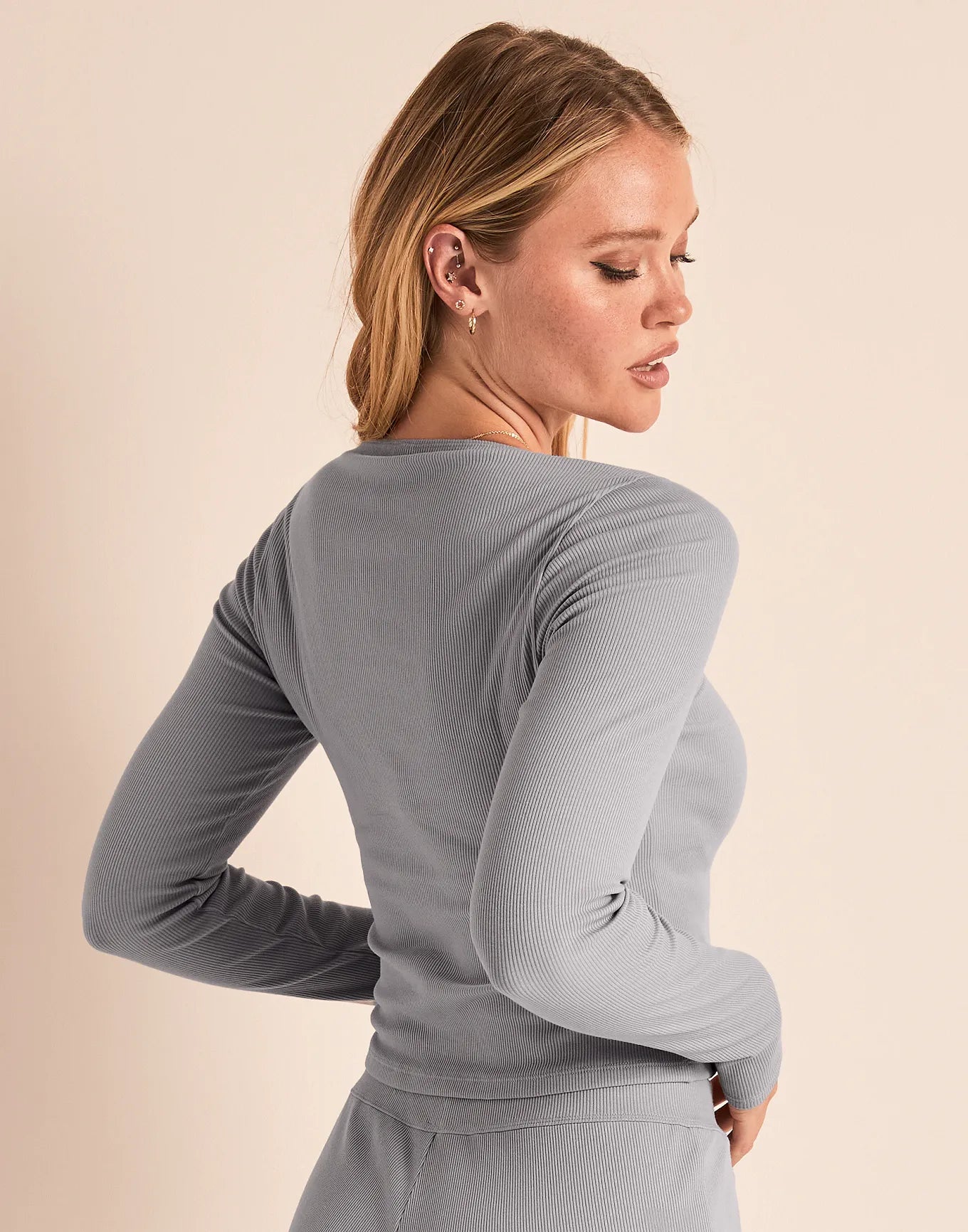 Rib Long Sleeve Gray