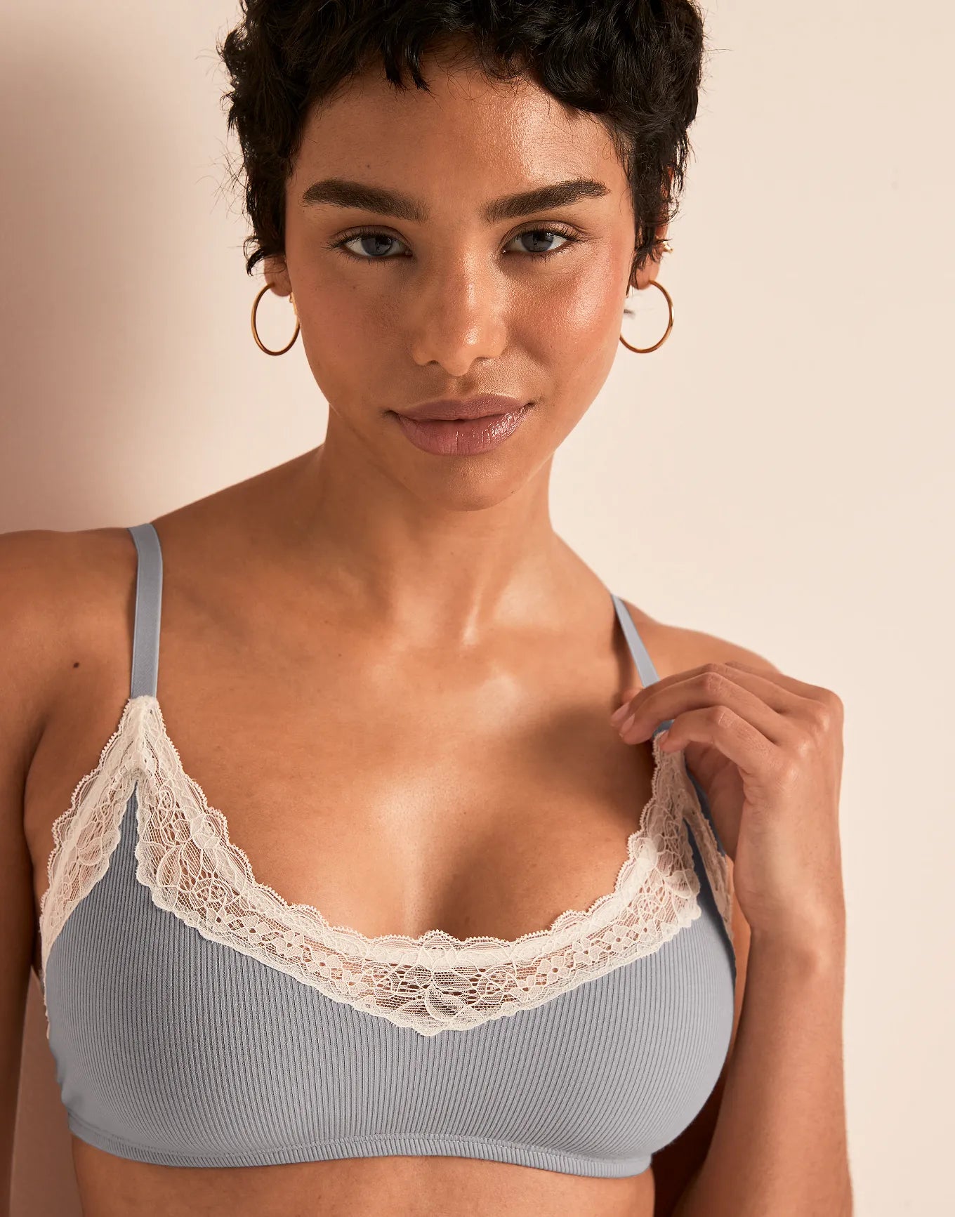 Rib Wireless Scoop Unlined Gray