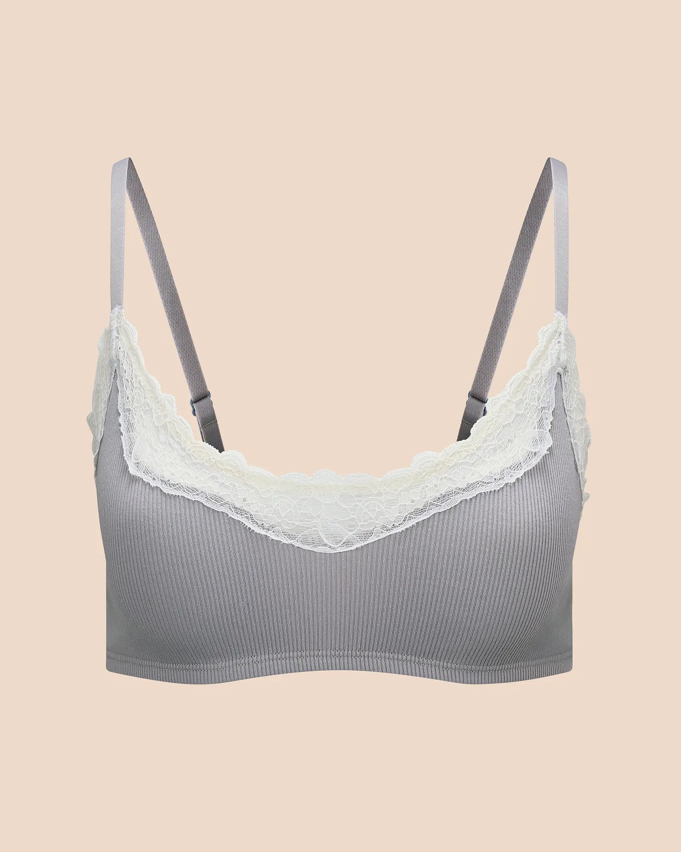 Rib Wireless Scoop Unlined Gray