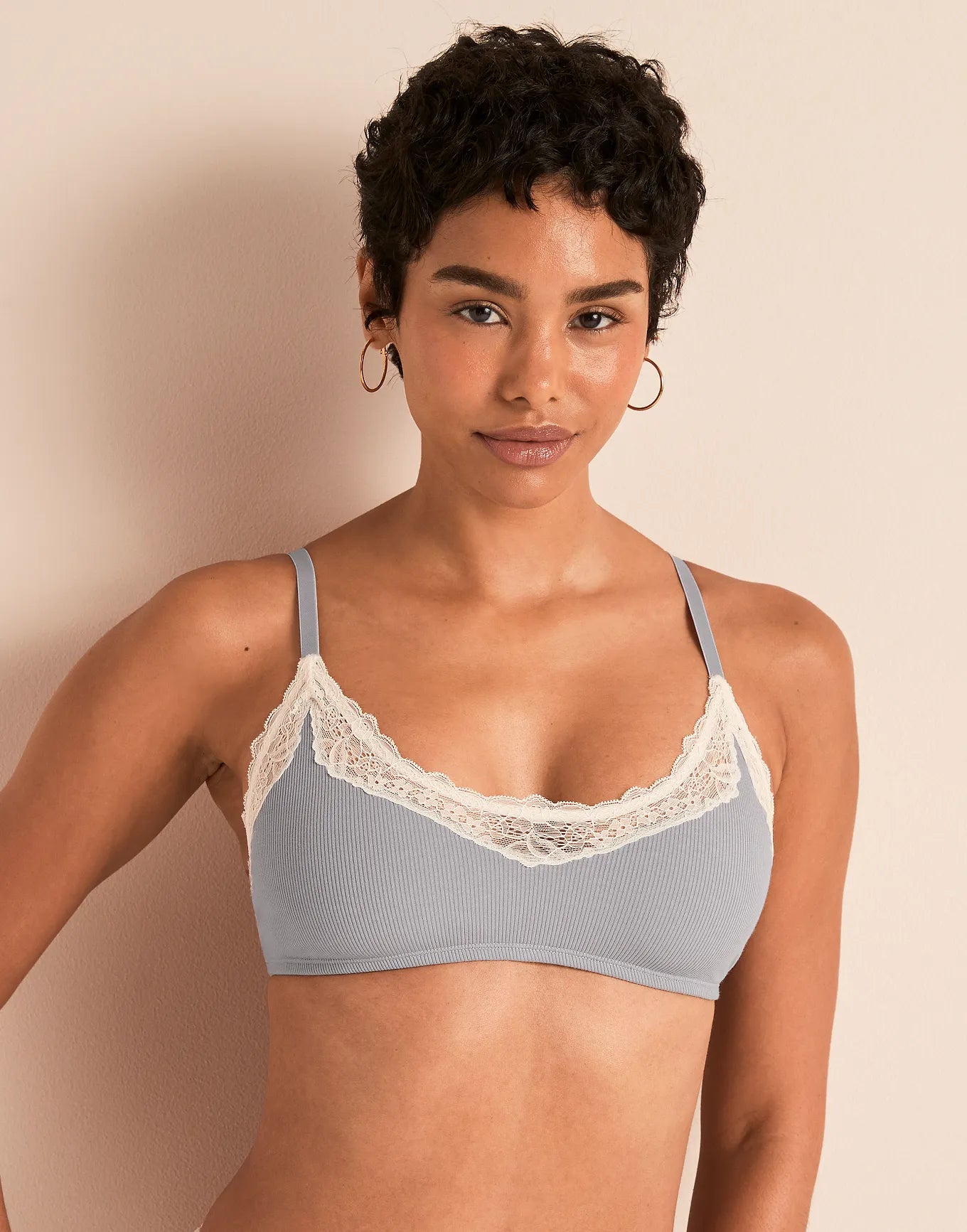 Rib Wireless Scoop Unlined Gray