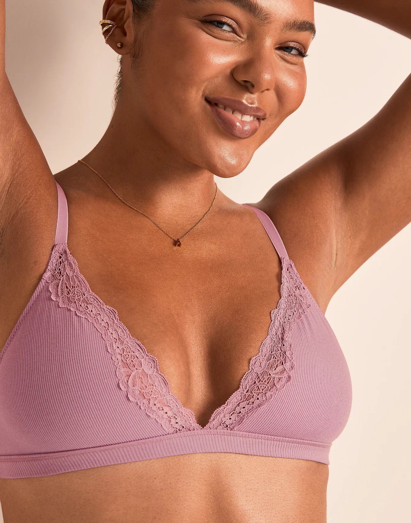 Rib Wireless Triangle Unlined Purple