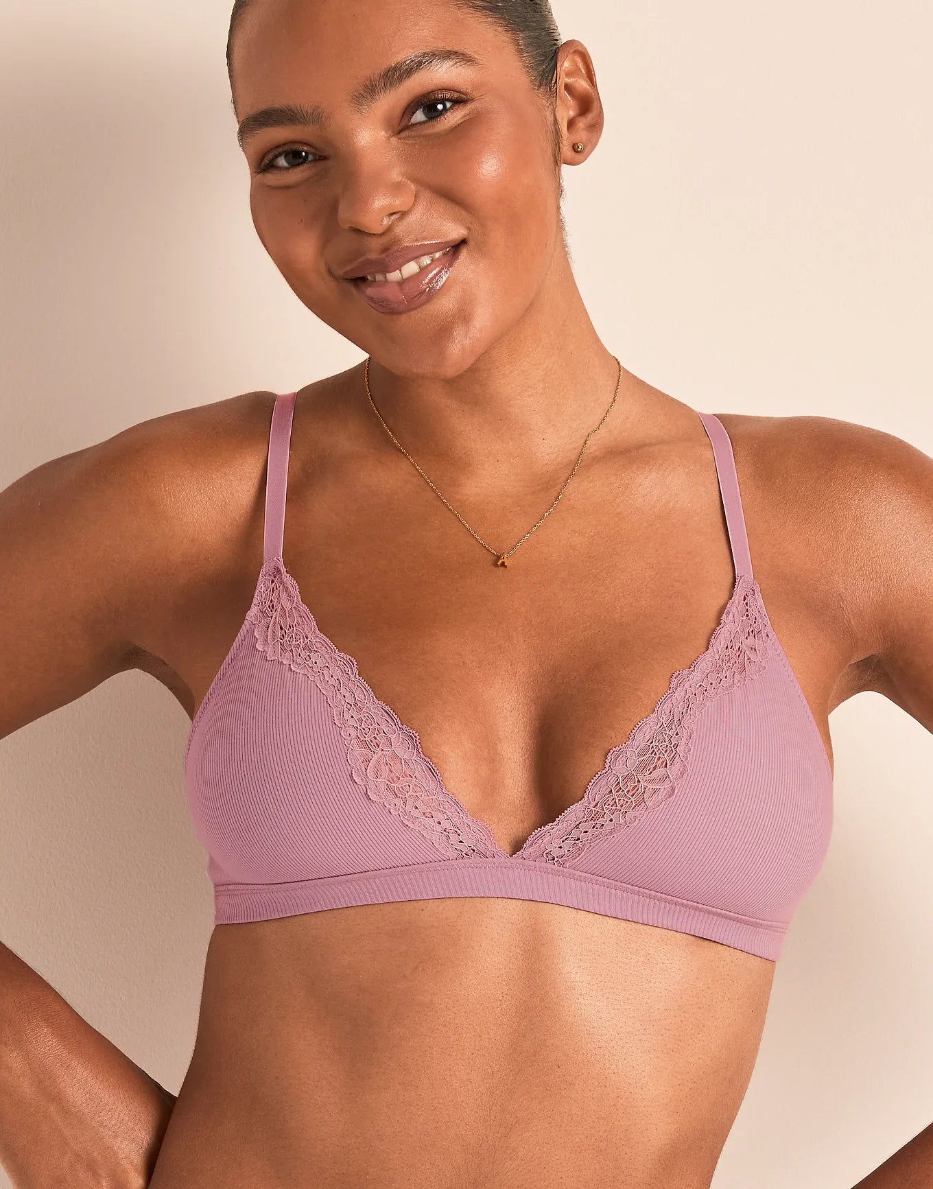 Rib Wireless Triangle Unlined Purple