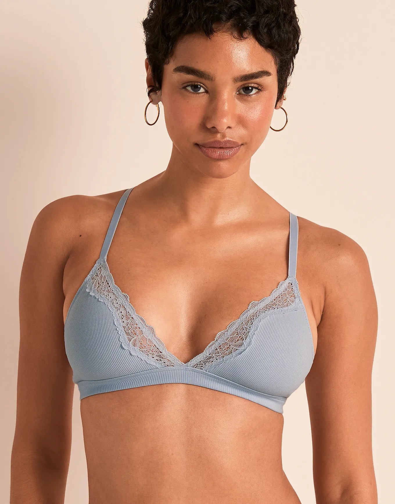 Rib Wireless Triangle Unlined Blue