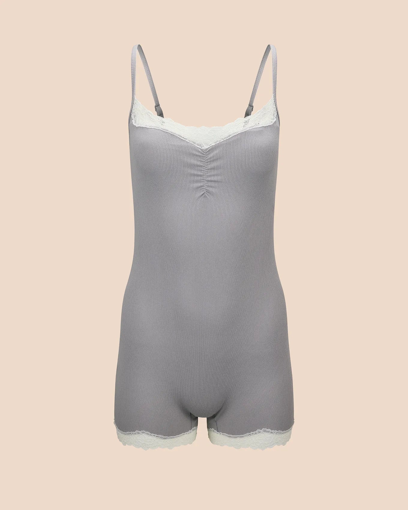 Rib Romper Gray