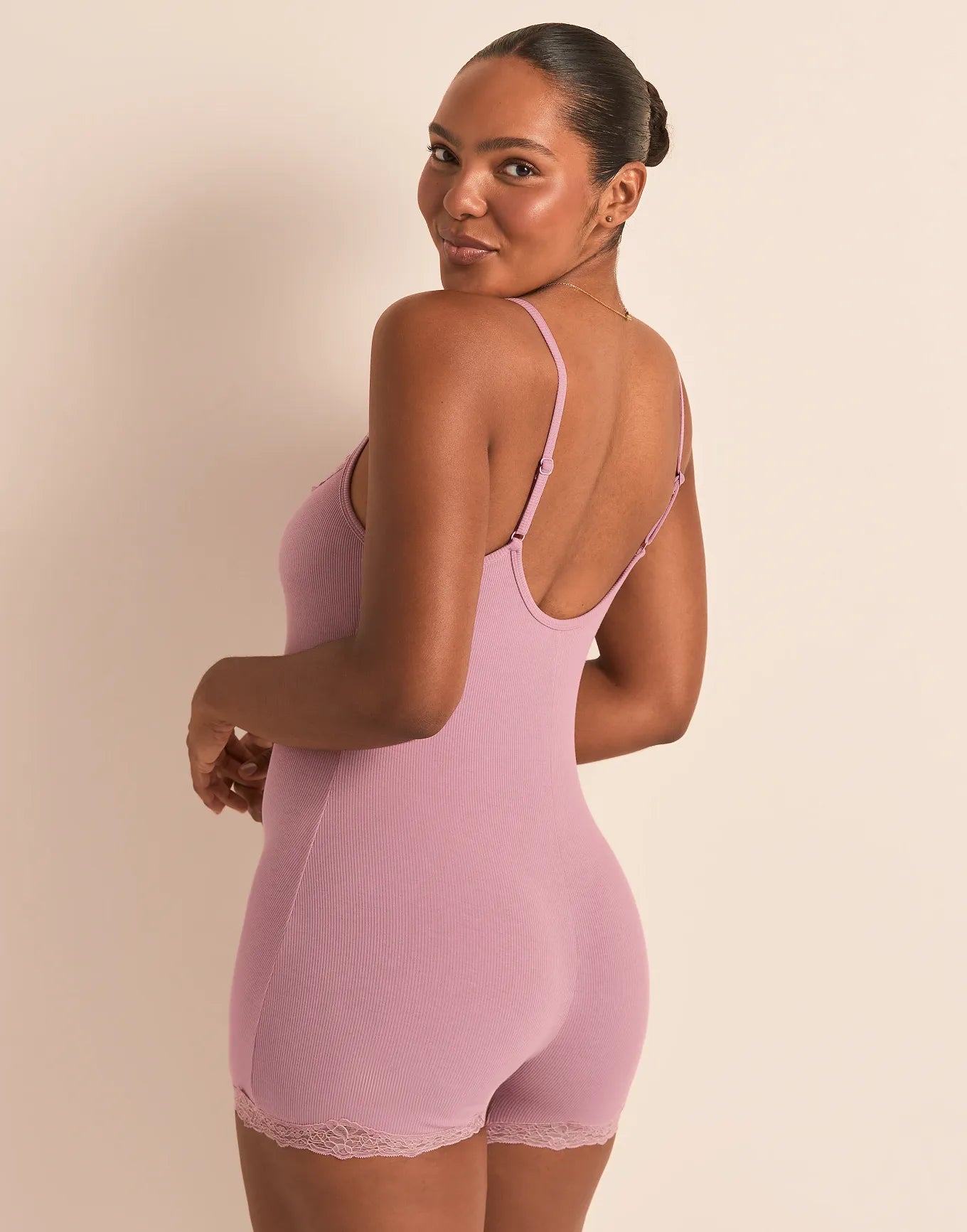 Rib Romper Purple