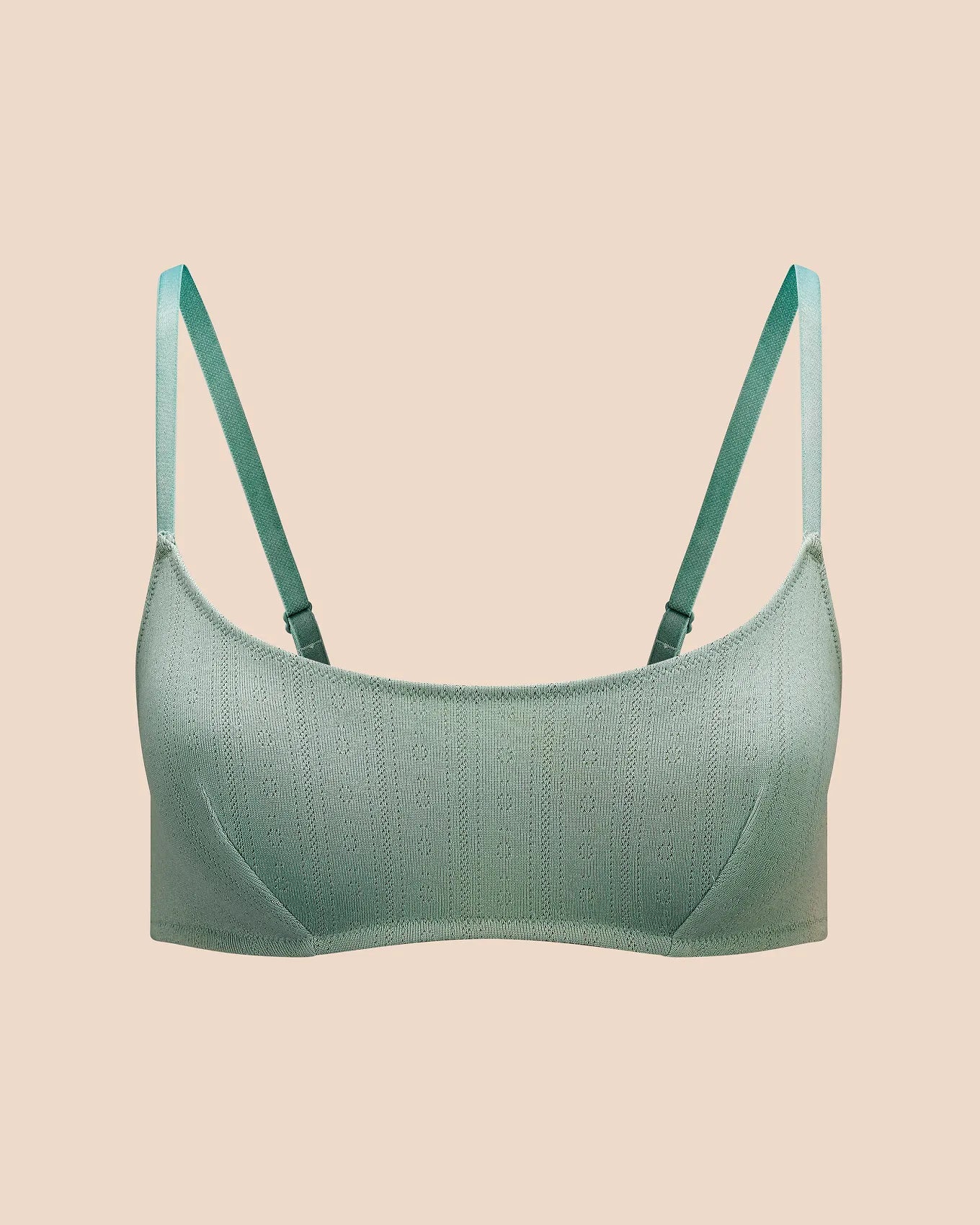 Pointelle Wireless Scoop Unlined Green