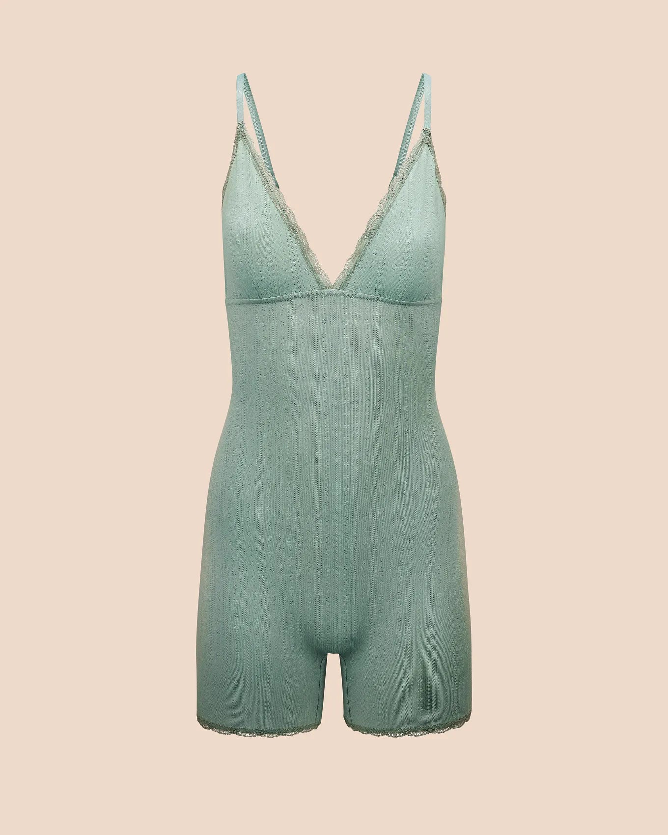 Pointelle Romper Green