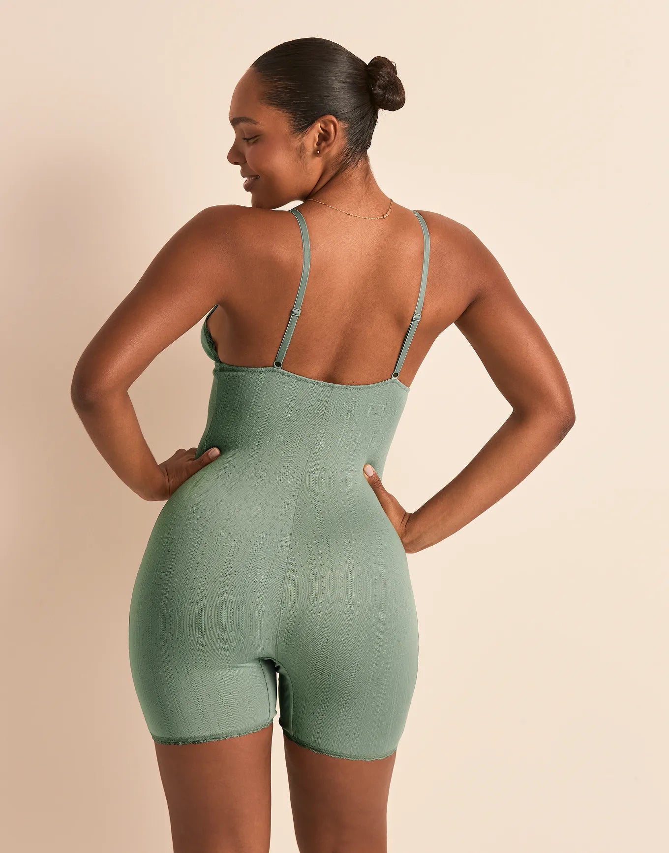 Pointelle Romper Green