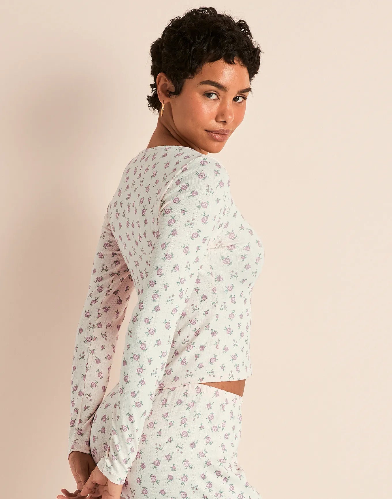 Pointelle Long Sleeve Print