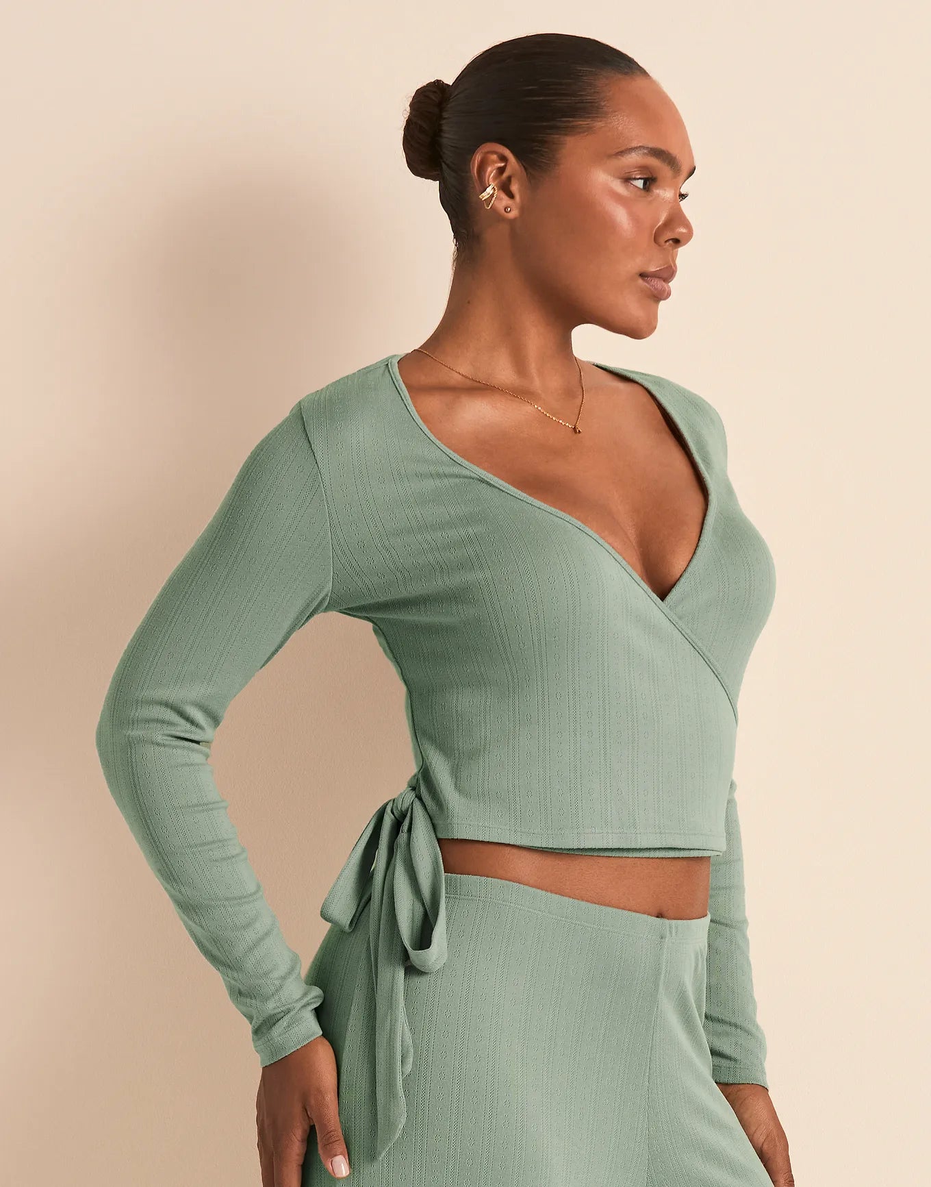 Pointelle Ballet Wrap Green