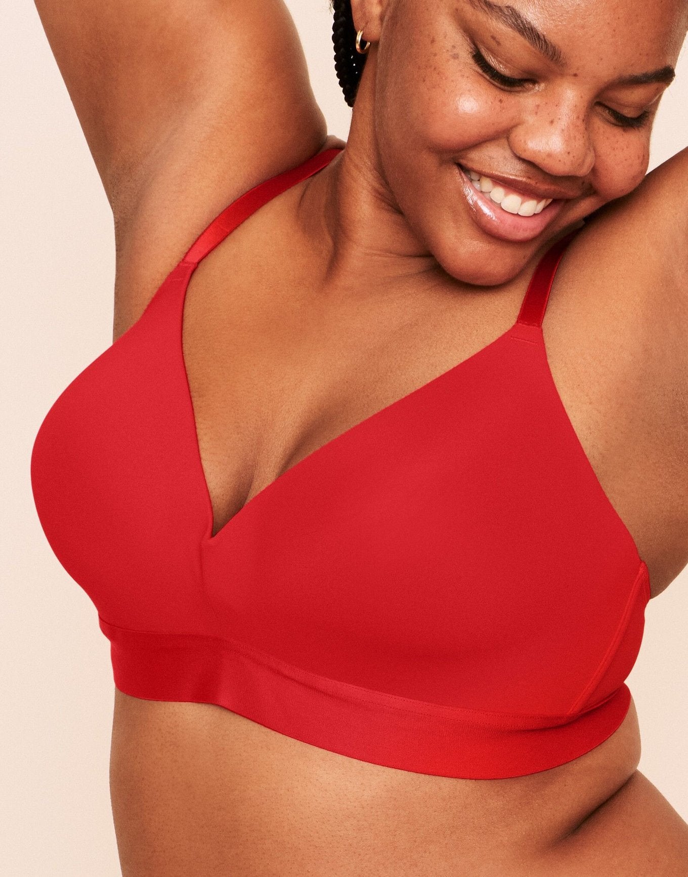 Makenna Lightly Lined Wireless Bra Lined Red