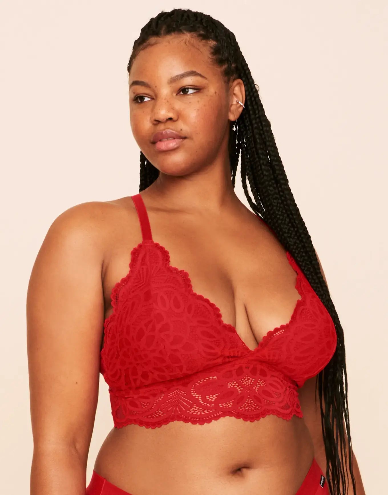 Maisie Longline Bralette Lined Red