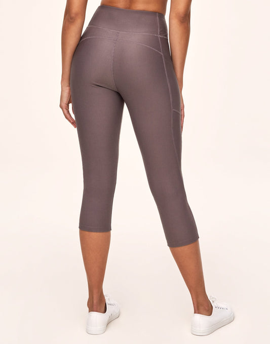 Remy Rib Lace-Up Crop Gray