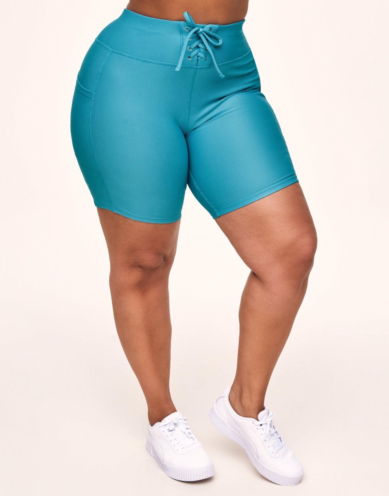 Remy Rib Lace-Up Biker Short Blue