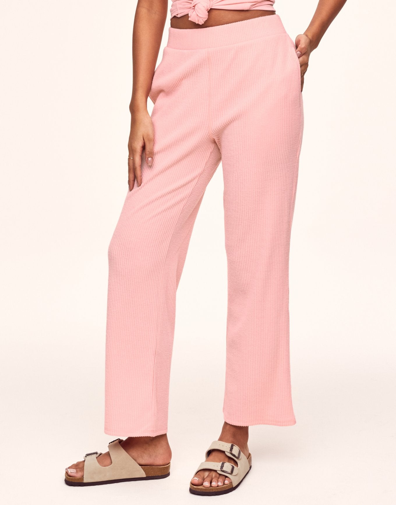 Riley Rib Lounge Pant Pink