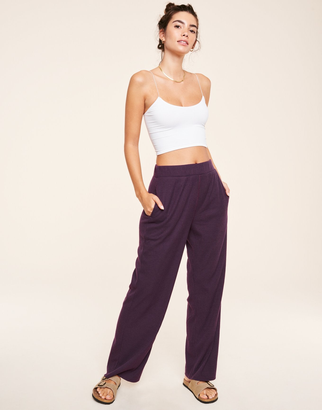 Riley Rib Lounge Pant Purple