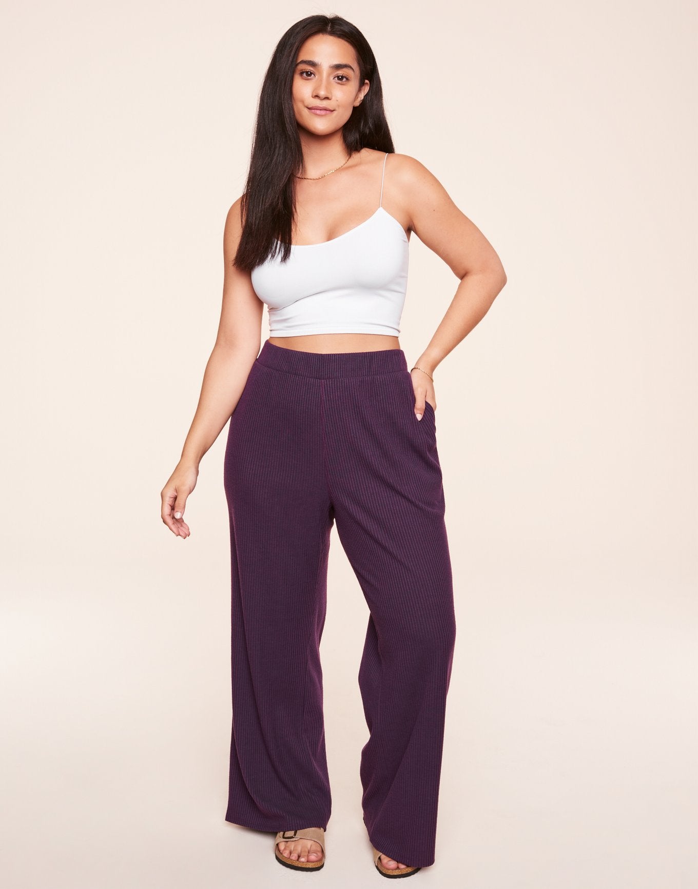 Riley Rib Lounge Pant Purple