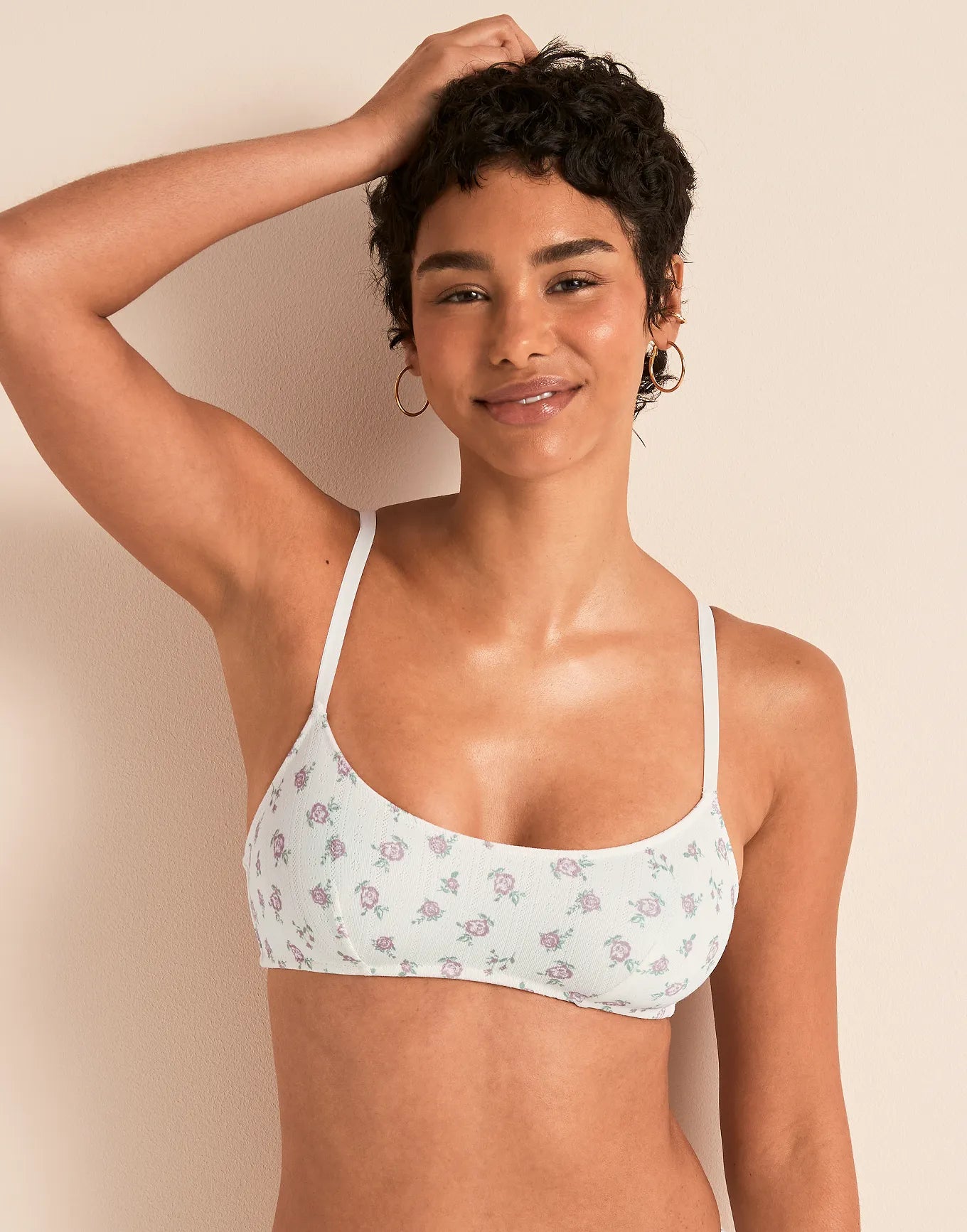 Pointelle Wireless Scoop Unlined Print
