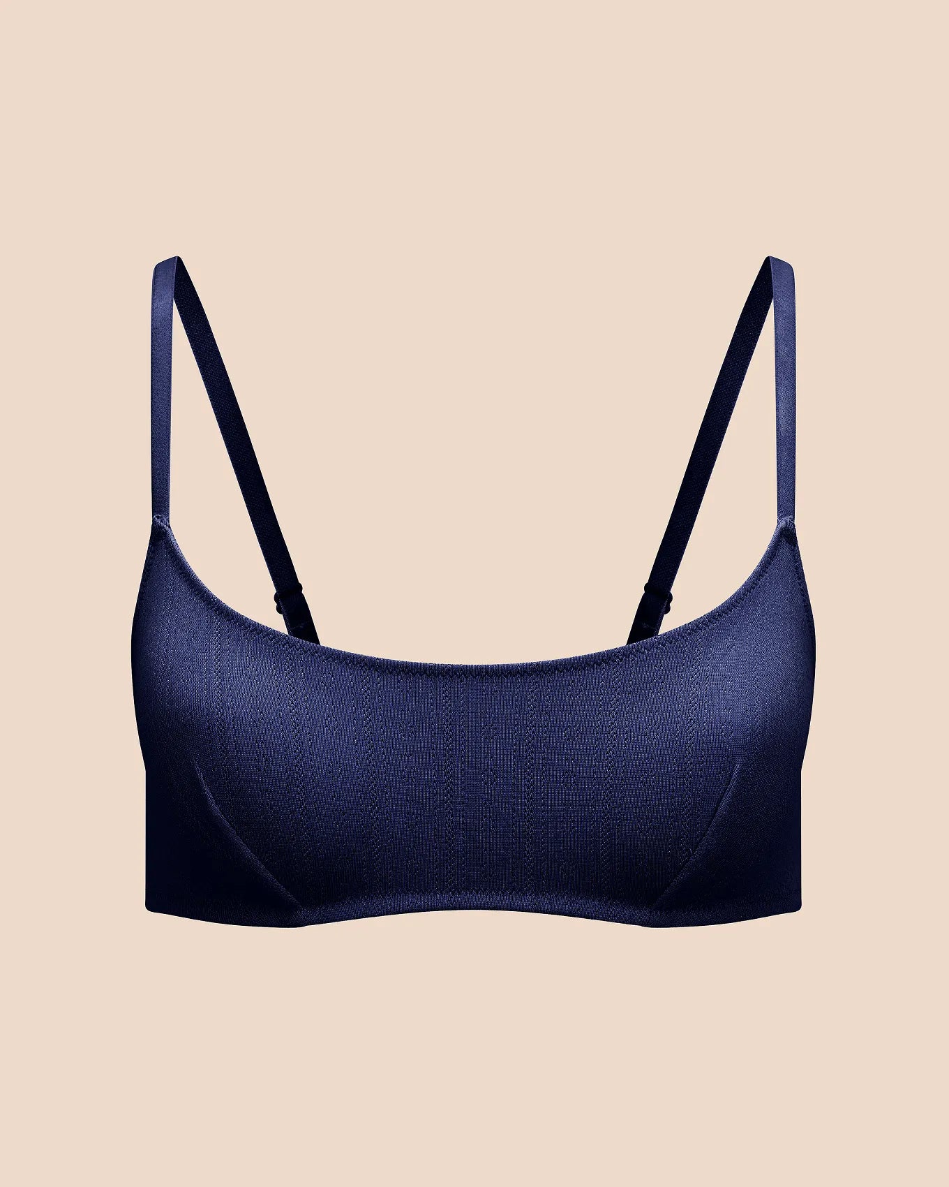 Pointelle Wireless Scoop Unlined Blue