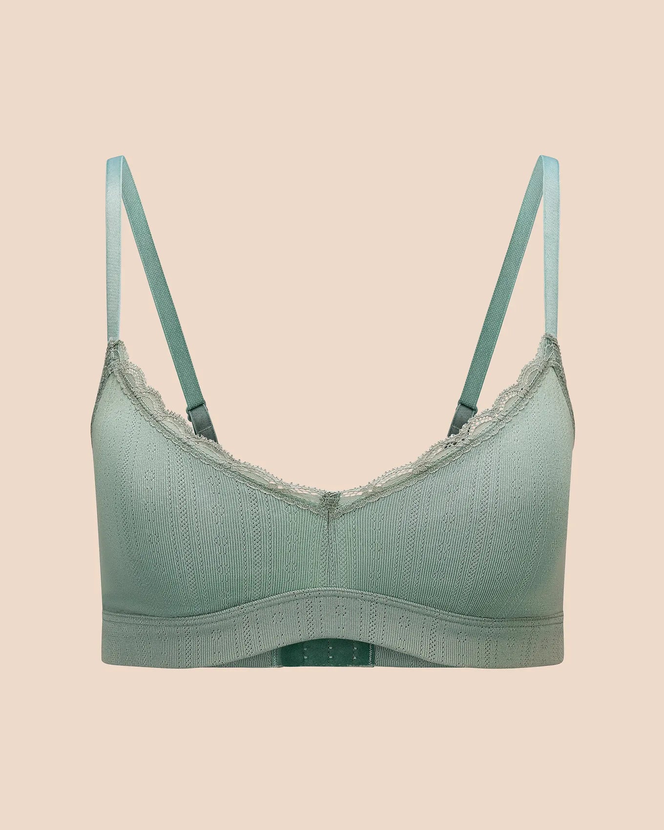 Pointelle Wireless Triangle Unlined Green