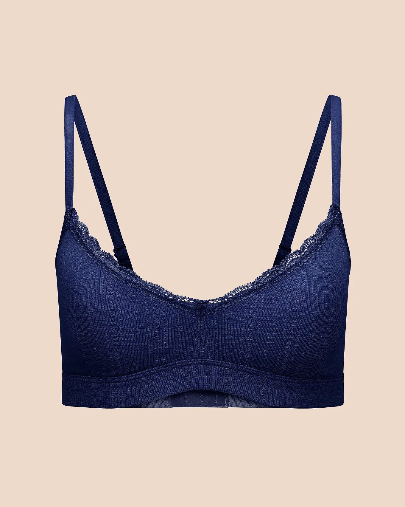 Pointelle Wireless Triangle Unlined Blue