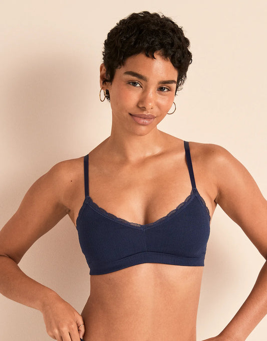 Pointelle Wireless Triangle Unlined Blue