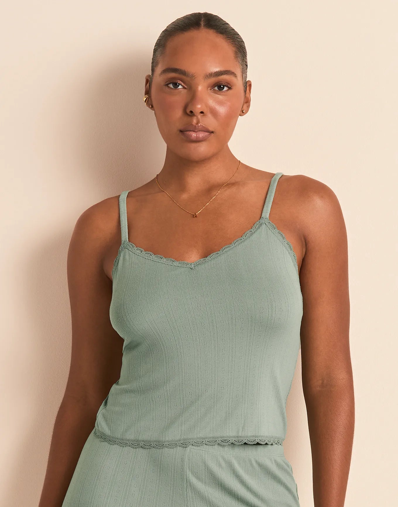 Pointelle Cami Green
