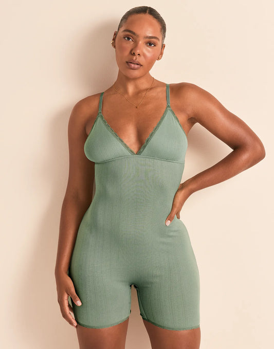 Pointelle Romper Green